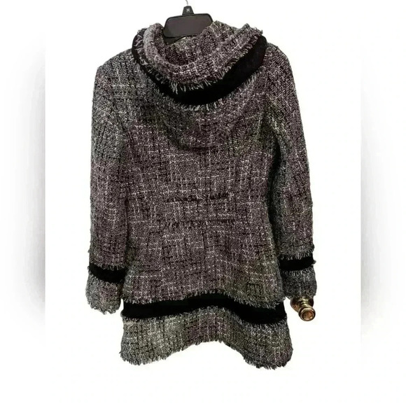 Women's size small grey guess wool blend toggle button and zip hooded pea coat - Picture 2 of 9